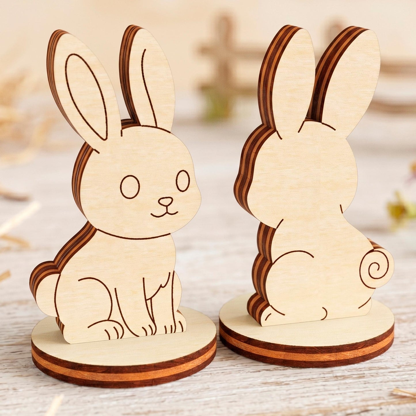 Bunny Toy - Wooden Farm Animal Figure for Play, Learning & Painting - Glowforge