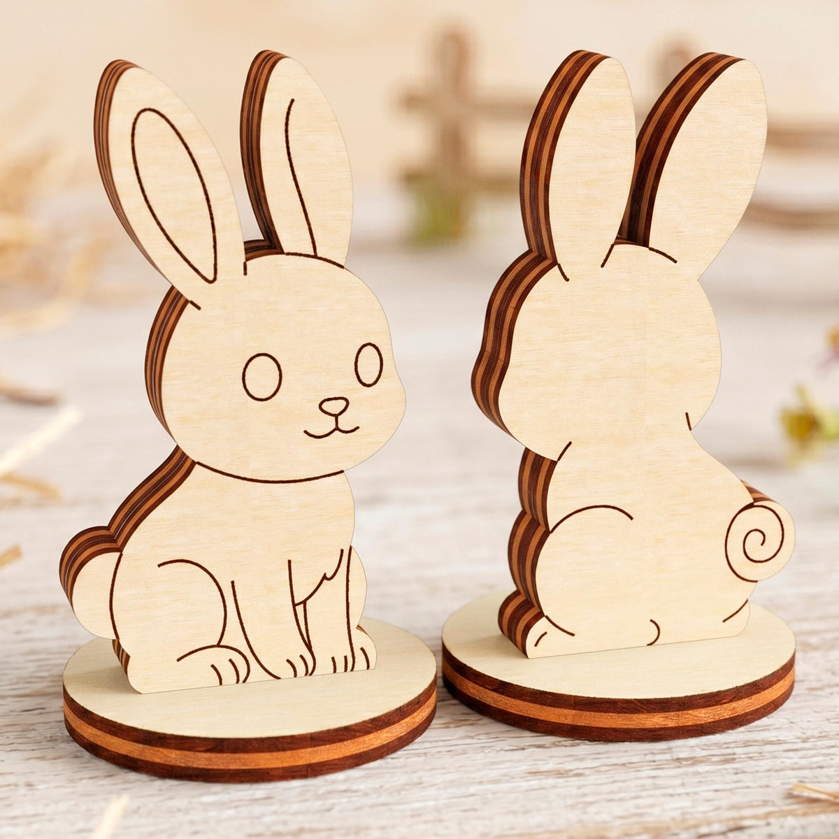 Bunny Toy - Wooden Farm Animal Figure for Play, Learning & Painting - Glowforge