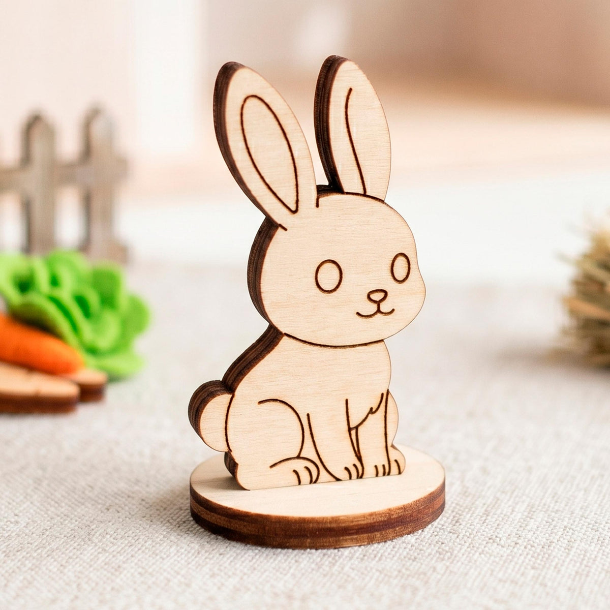 Bunny Toy - Wooden Farm Animal Figure for Play, Learning & Painting - Glowforge