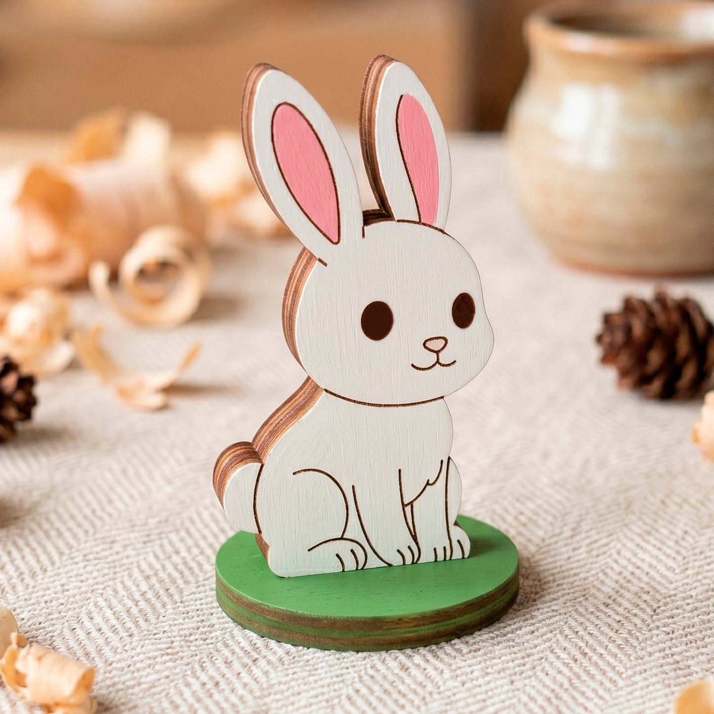 Bunny Toy - Wooden Farm Animal Figure for Play, Learning & Painting - Glowforge