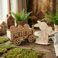 Bunny with Chicks - Miniature Easter Decoration with Spring Charm - Glowforge