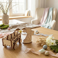 Bunny with Chicks - Miniature Easter Decoration with Spring Charm - Glowforge