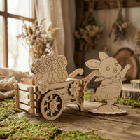 Bunny with Flower Cart - Easter & Spring Decoration - Glowforge