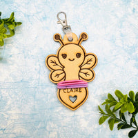 Busy Bee Hair Tie Holder Keychain with Editable Text - Glowforge