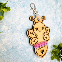 Busy Bee Hair Tie Holder Keychain with Editable Text - Glowforge