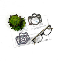 Camera Shaped Bookmark with Card Backer - Paperclip - Snack Bag Closure - Glowforge
