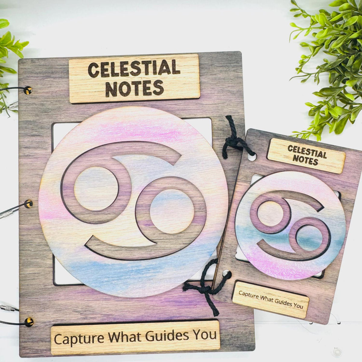 Cancer Celestial Notes Notebook Cover - Editable Text (Set of 2) - Glowforge