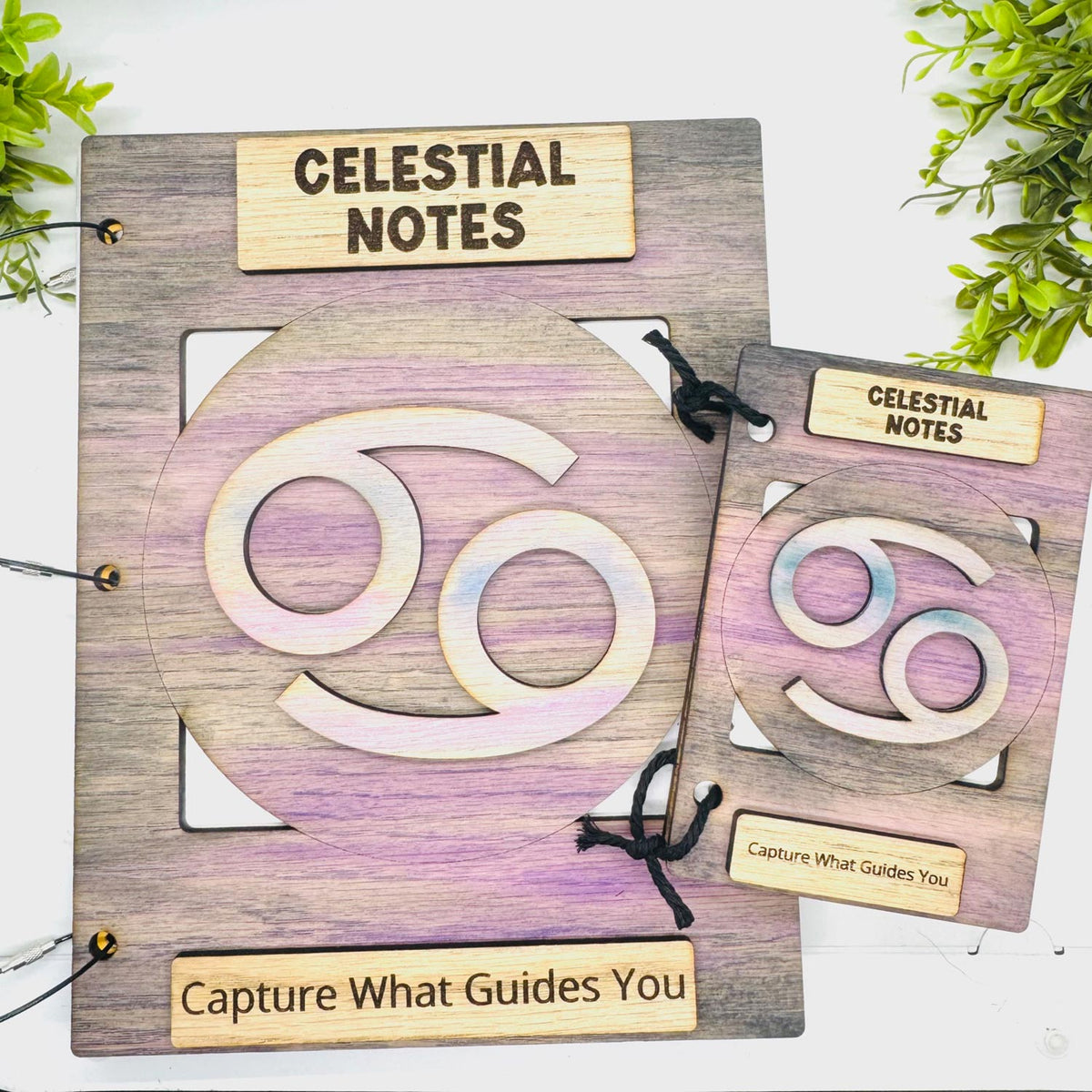 Cancer Celestial Notes Notebook Cover - Editable Text (Set of 2) - Glowforge