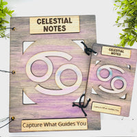 Cancer Celestial Notes Notebook Cover - Editable Text (Set of 2) - Glowforge