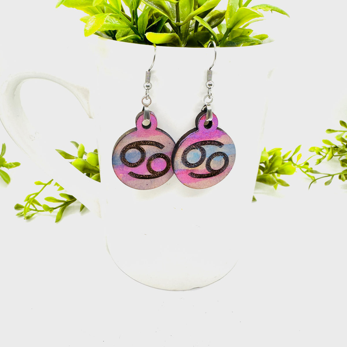 Cancer Zodiac Astrology Dangle Earrings - Glowforge