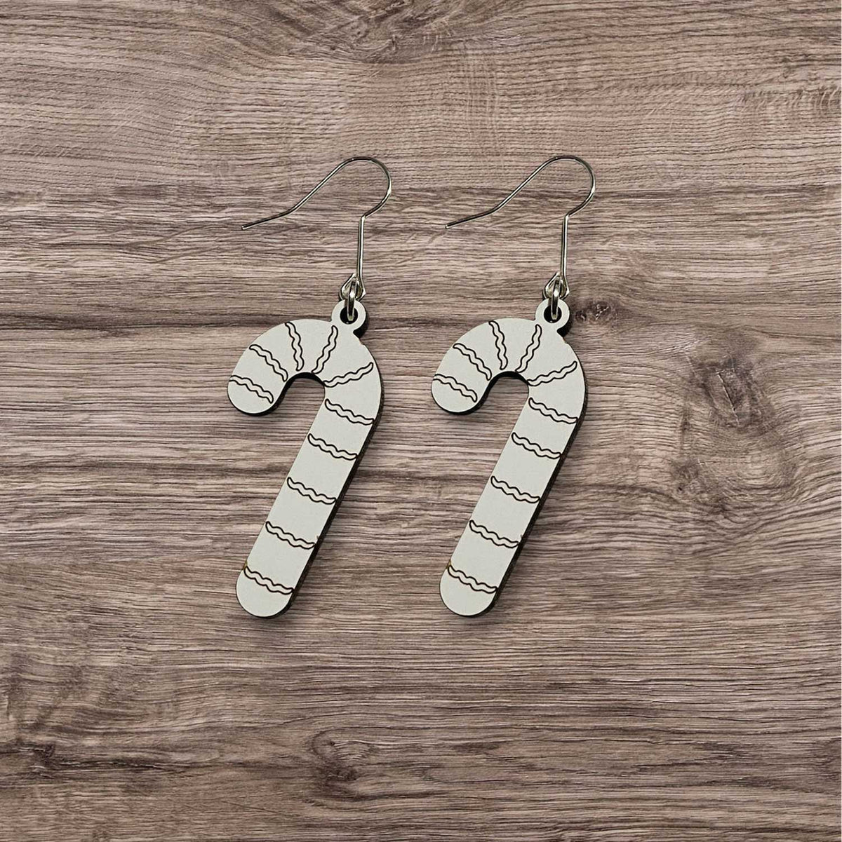 Candy Cane Swirl Christmas Earrings - Glowforge