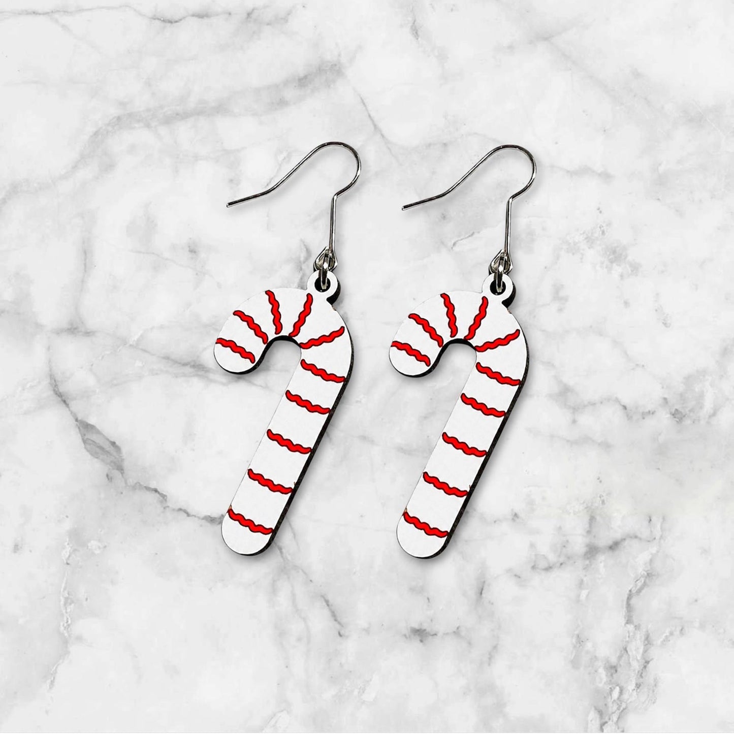 Candy Cane Swirl Christmas Earrings - Glowforge