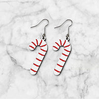 Candy Cane Swirl Christmas Earrings - Glowforge