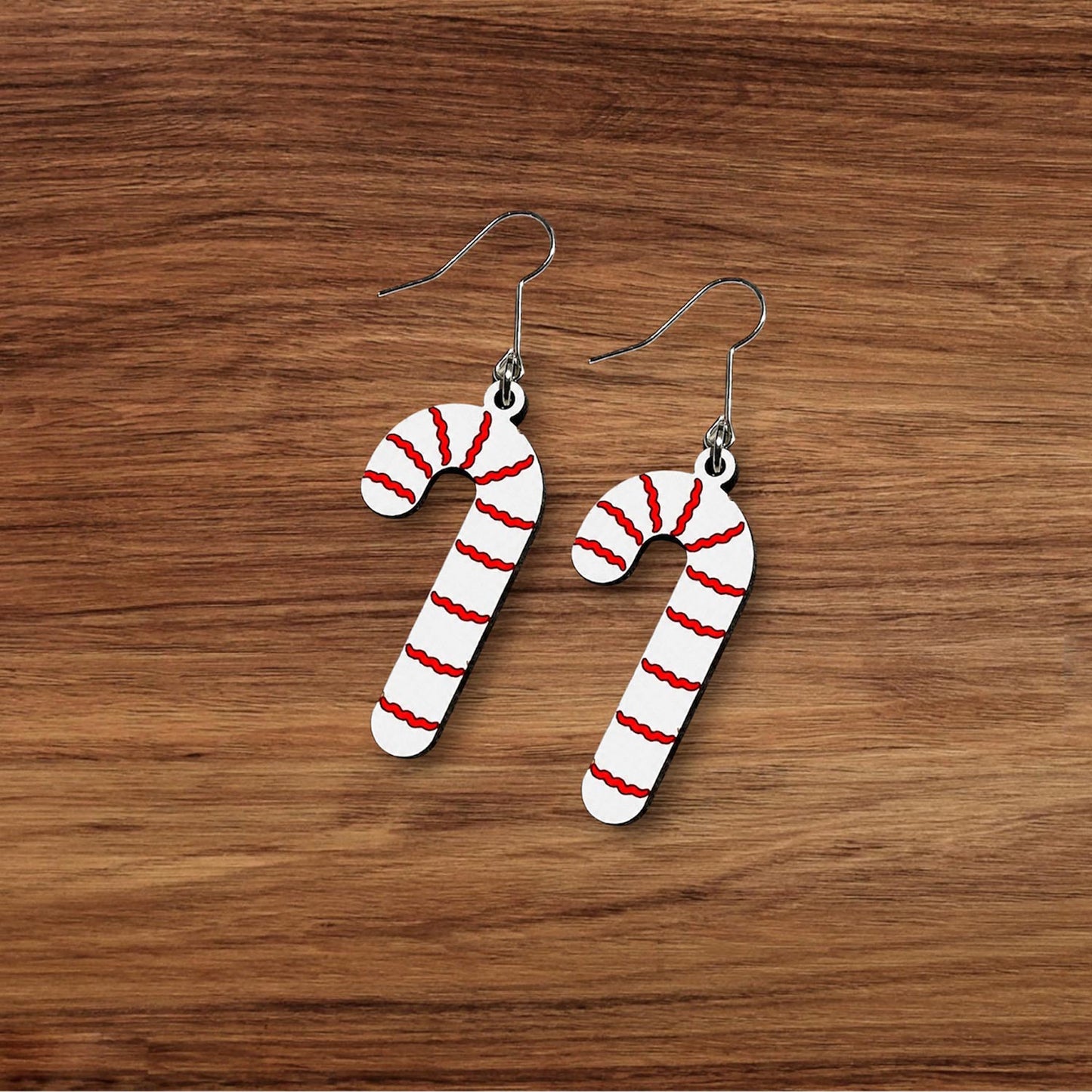 Candy Cane Swirl Christmas Earrings - Glowforge