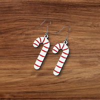 Candy Cane Swirl Christmas Earrings - Glowforge
