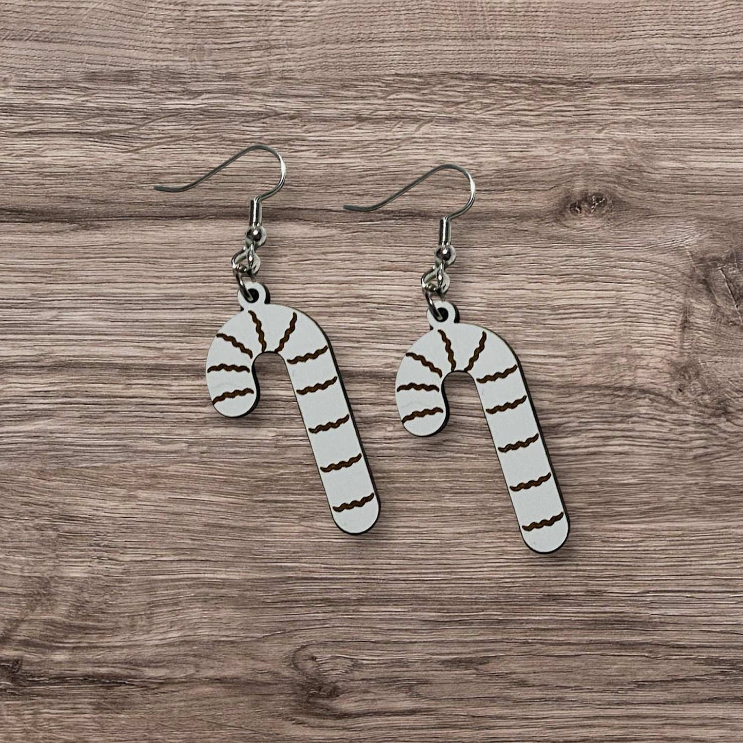 Candy Cane Swirl Striped Holiday Earrings - Glowforge