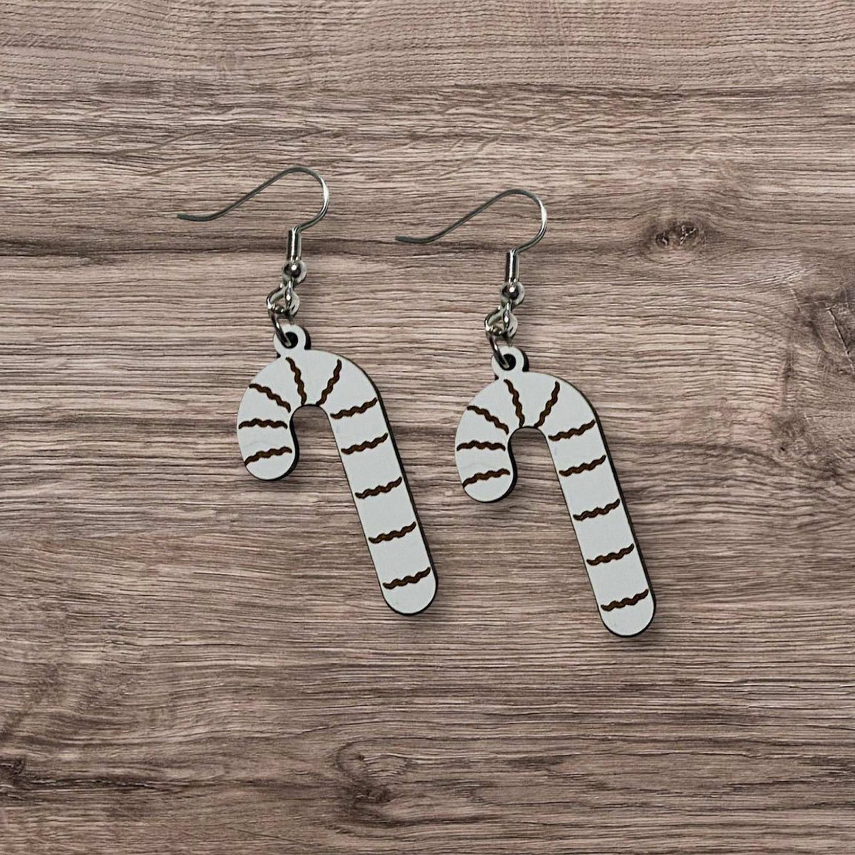 Candy Cane Swirl Striped Holiday Earrings - Glowforge