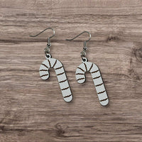 Candy Cane Swirl Striped Holiday Earrings - Glowforge