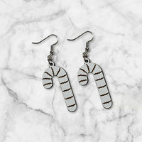 Candy Cane Swirl Striped Holiday Earrings - Glowforge