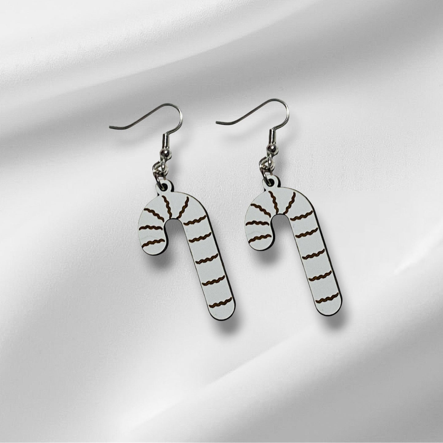 Candy Cane Swirl Striped Holiday Earrings - Glowforge