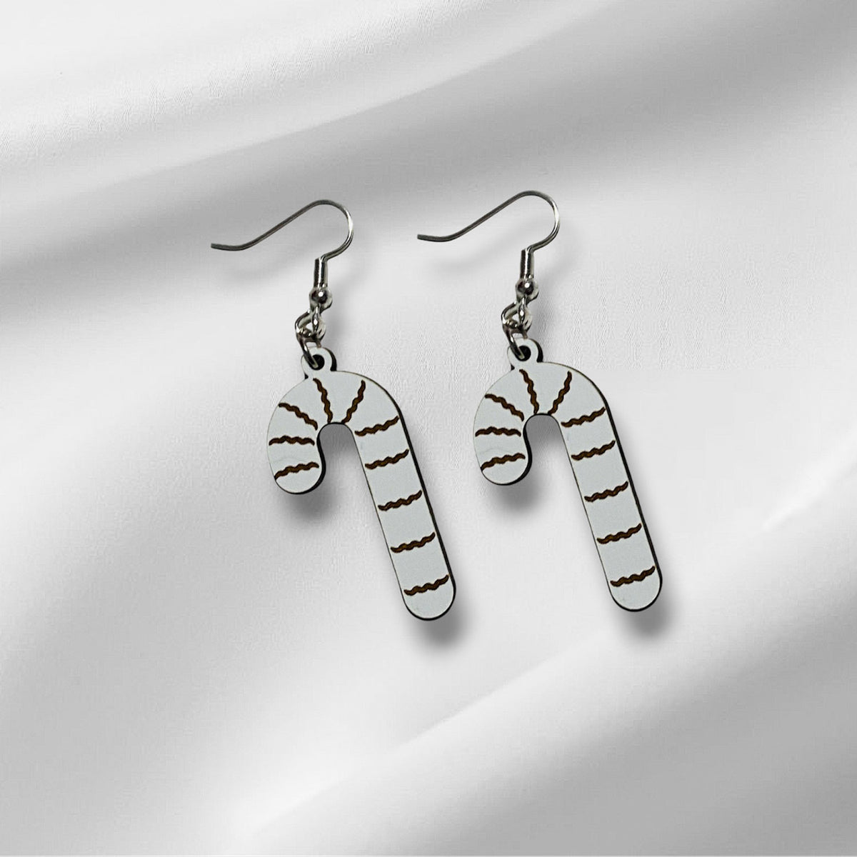 Candy Cane Swirl Striped Holiday Earrings - Glowforge