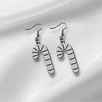 Candy Cane Swirl Striped Holiday Earrings - Glowforge