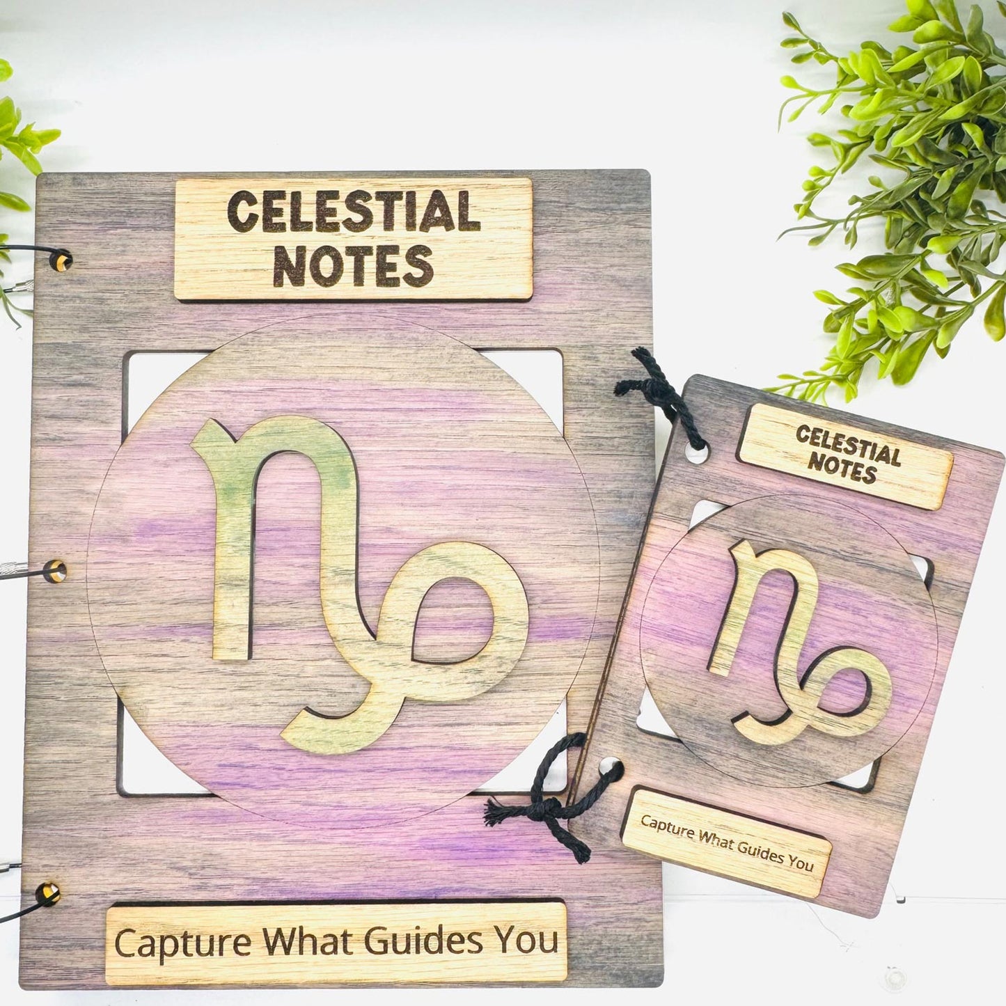 Capricorn Celestial Notes Notebook Cover - Editable Text (Set of 2) - Glowforge