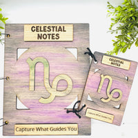 Capricorn Celestial Notes Notebook Cover - Editable Text (Set of 2) - Glowforge