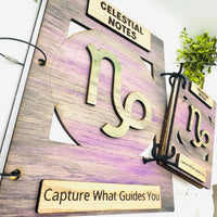 Capricorn Celestial Notes Notebook Cover - Editable Text (Set of 2)- Glowforge