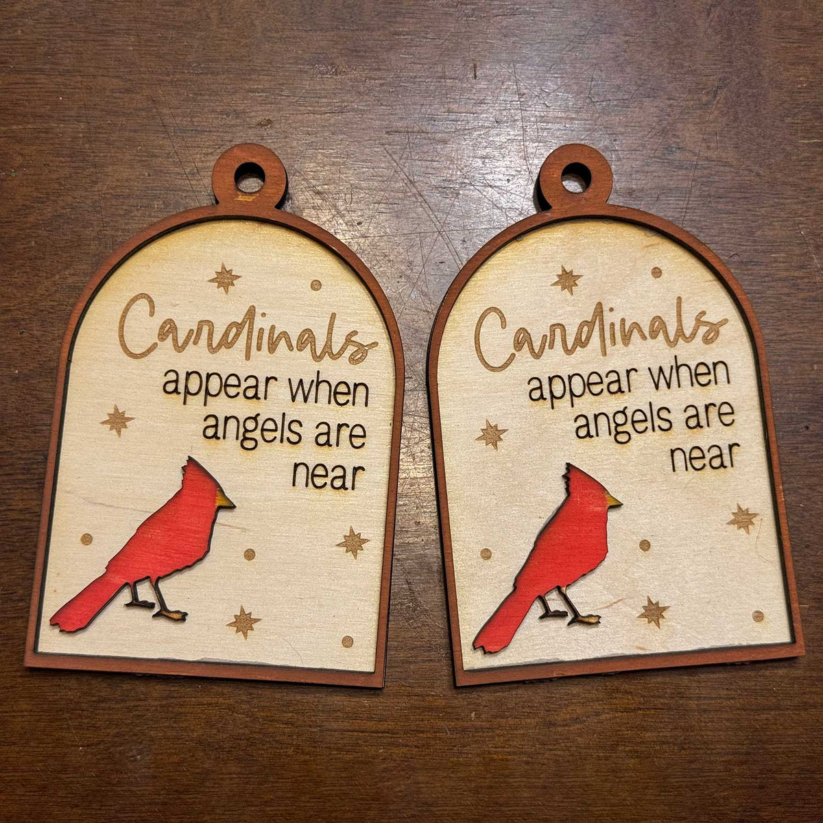 Cardinals and Angels Ornament - Glowforge