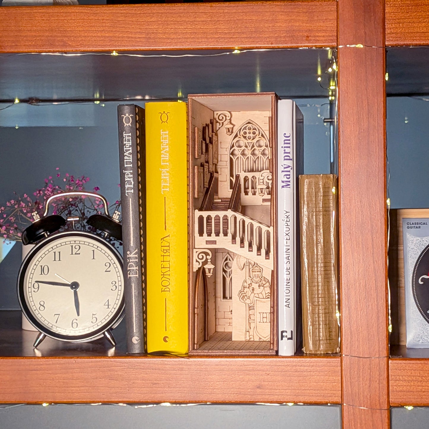 Castle Book Nook - 3D Fantasy Diorama with Knight, Stairs & Stained Glass - Glowforge