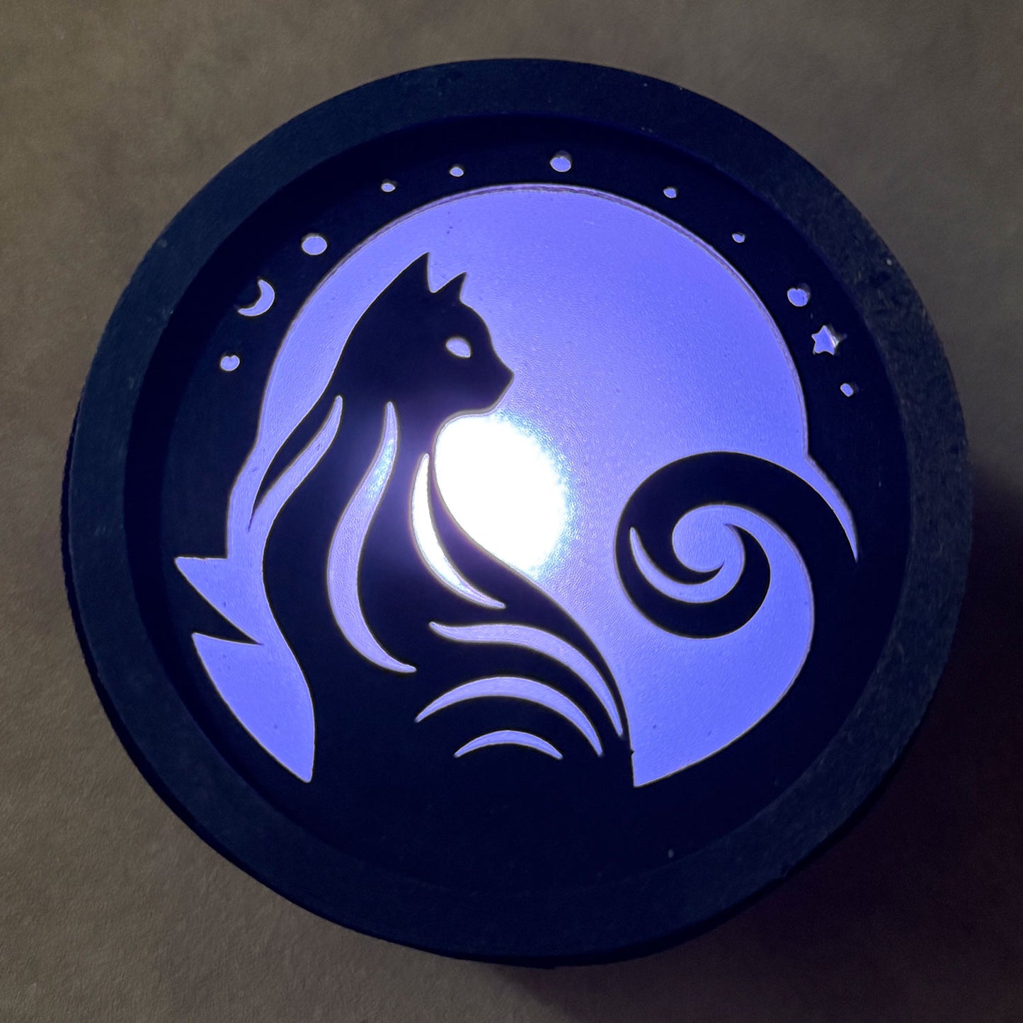 Cat Silhouette Circular Night Light - Glowforge