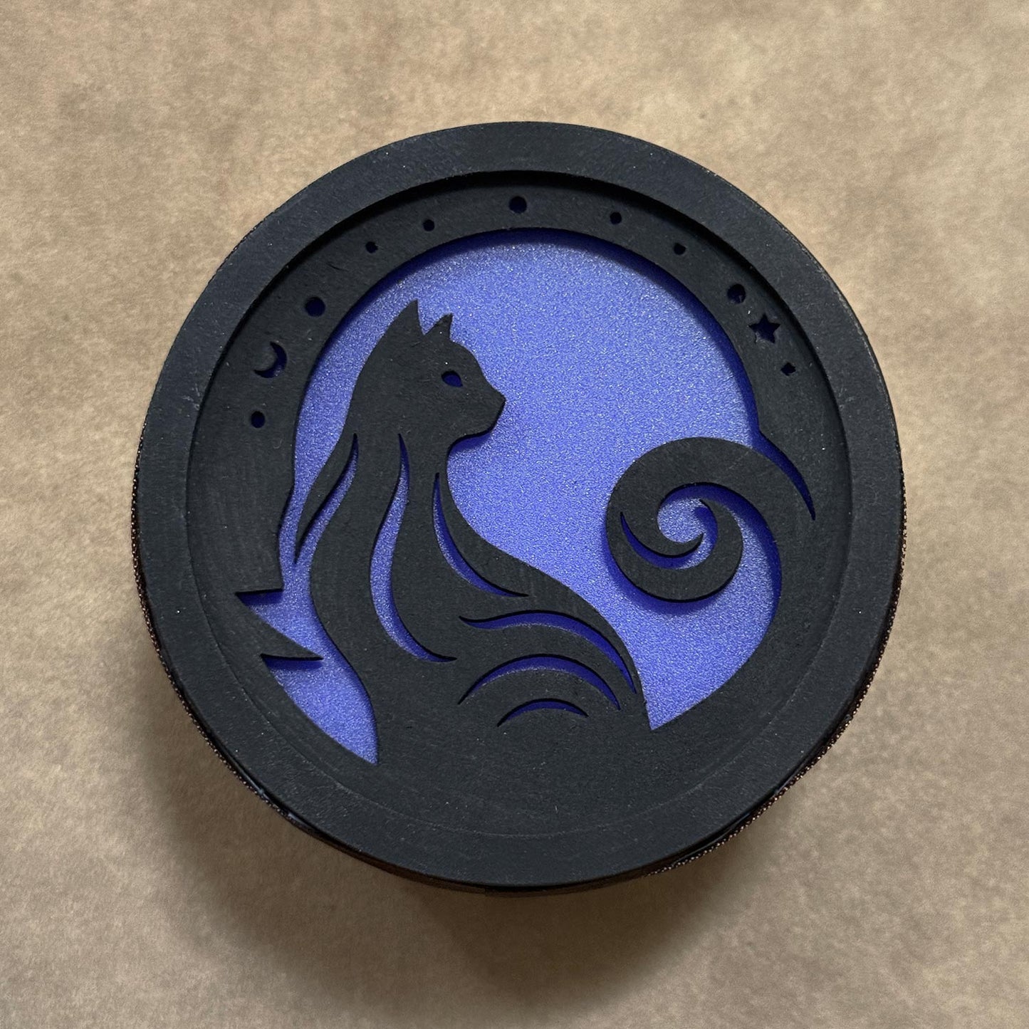 Cat Silhouette Circular Night Light - Glowforge