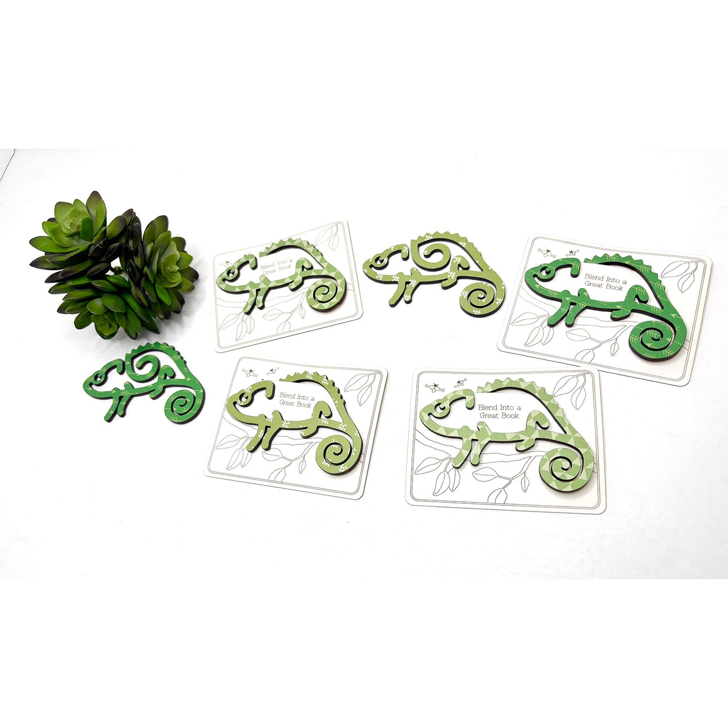 Chameleon Shaped Bookmark with Card Backer - Paperclip - Snack Bag Closure - Glowforge