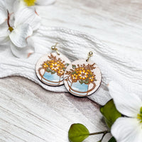 Charming Floral Watering Can Earrings - Glowforge