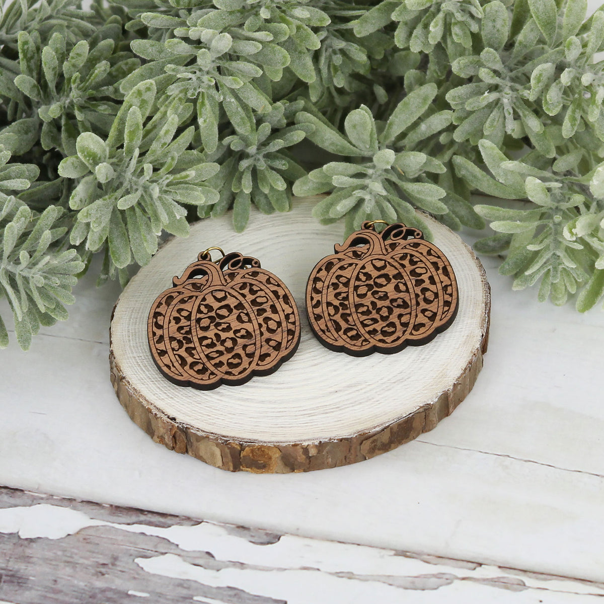 Cheetah or Leopard Print Pumpkin Earrings (Set of 2 Sizes) - Glowforge
