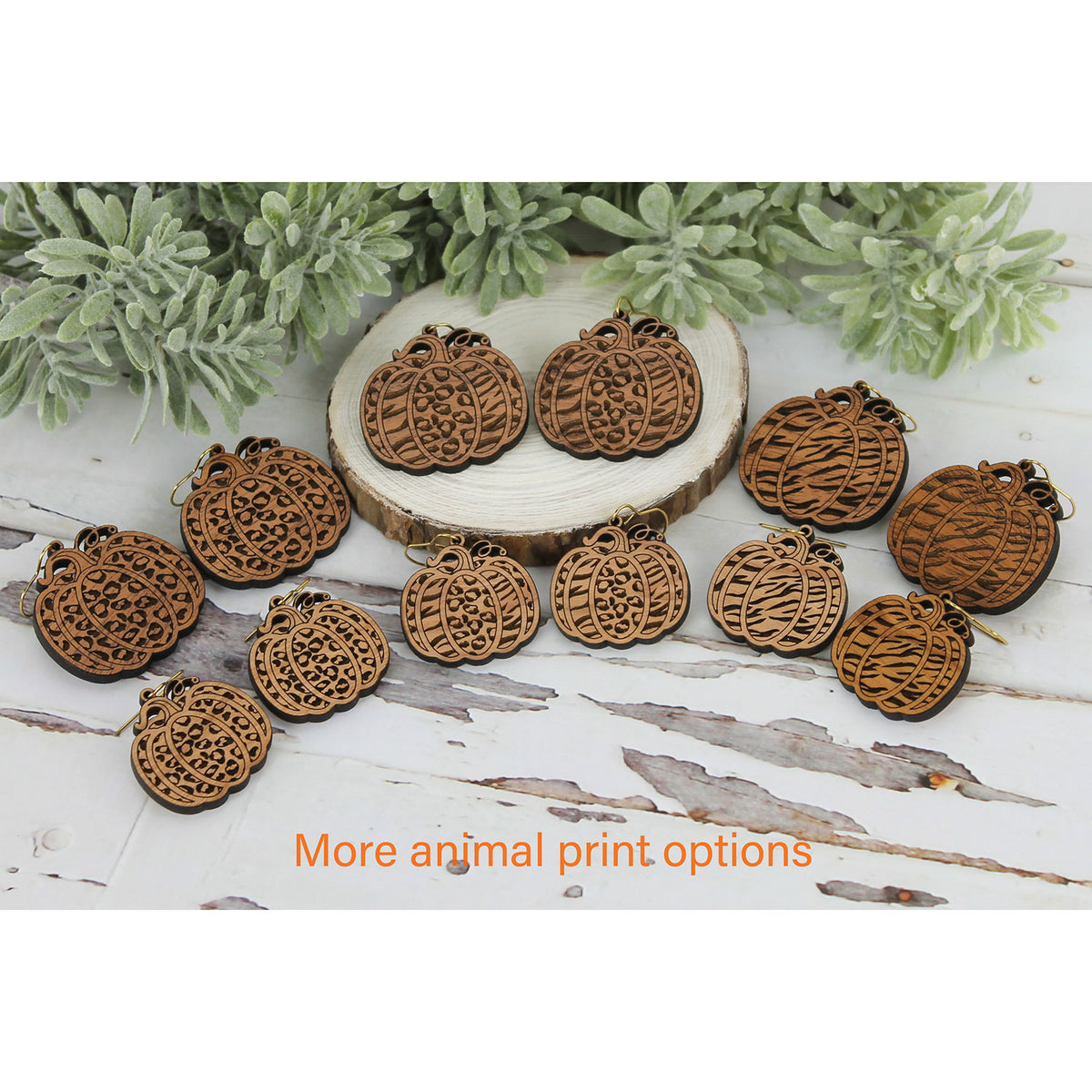 Cheetah or Leopard Print Pumpkin Earrings (Set of 2 Sizes) - Glowforge