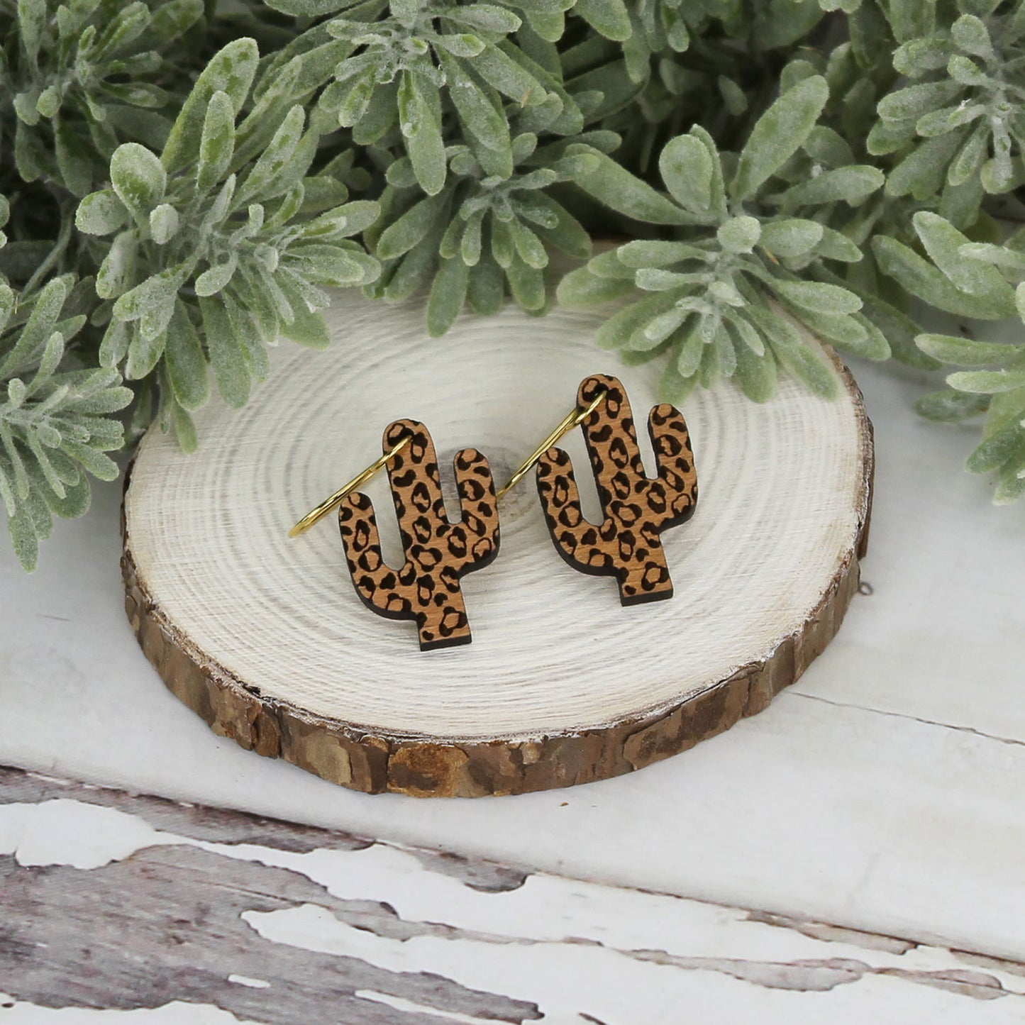 Cheetah / Leopard Print Cactus Earrings (Set of 2 Sizes)
