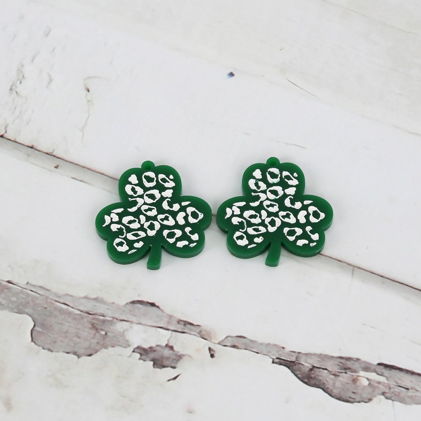 Cheetah / Leopard Print Shamrock Earrings - St. Patrick's Day Earrings - Glowforge
