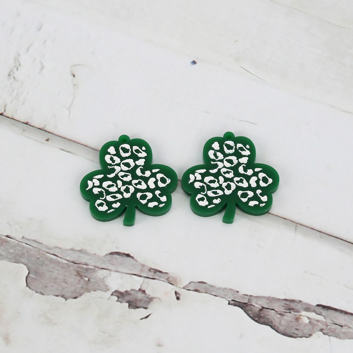 Cheetah / Leopard Print Shamrock Earrings - St. Patrick's Day Earrings - Glowforge