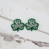 Cheetah / Leopard Print Shamrock Earrings - St. Patrick's Day Earrings - Glowforge