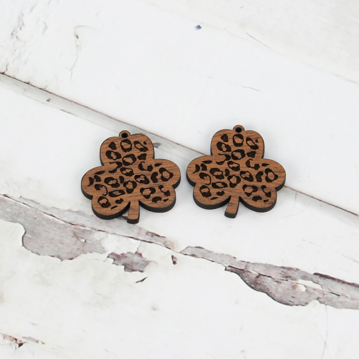 Cheetah / Leopard Print Shamrock Earrings - St. Patrick's Day Earrings - lowforge