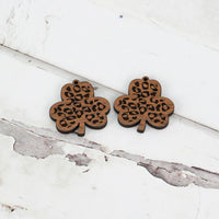 Cheetah / Leopard Print Shamrock Earrings - St. Patrick's Day Earrings - lowforge