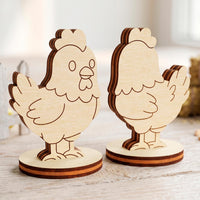 Chicken Dollhouse Farm Animal Toy - Wooden Figure for Play & Painting - Glowforge