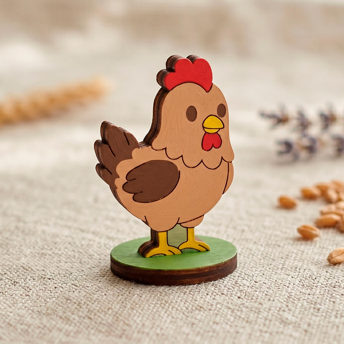 Chicken Dollhouse Farm Animal Toy - Wooden Figure for Play & Painting - Glowforge