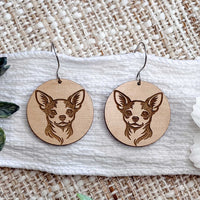 Chihuahua Engraved Disc Earrings - Glowforge