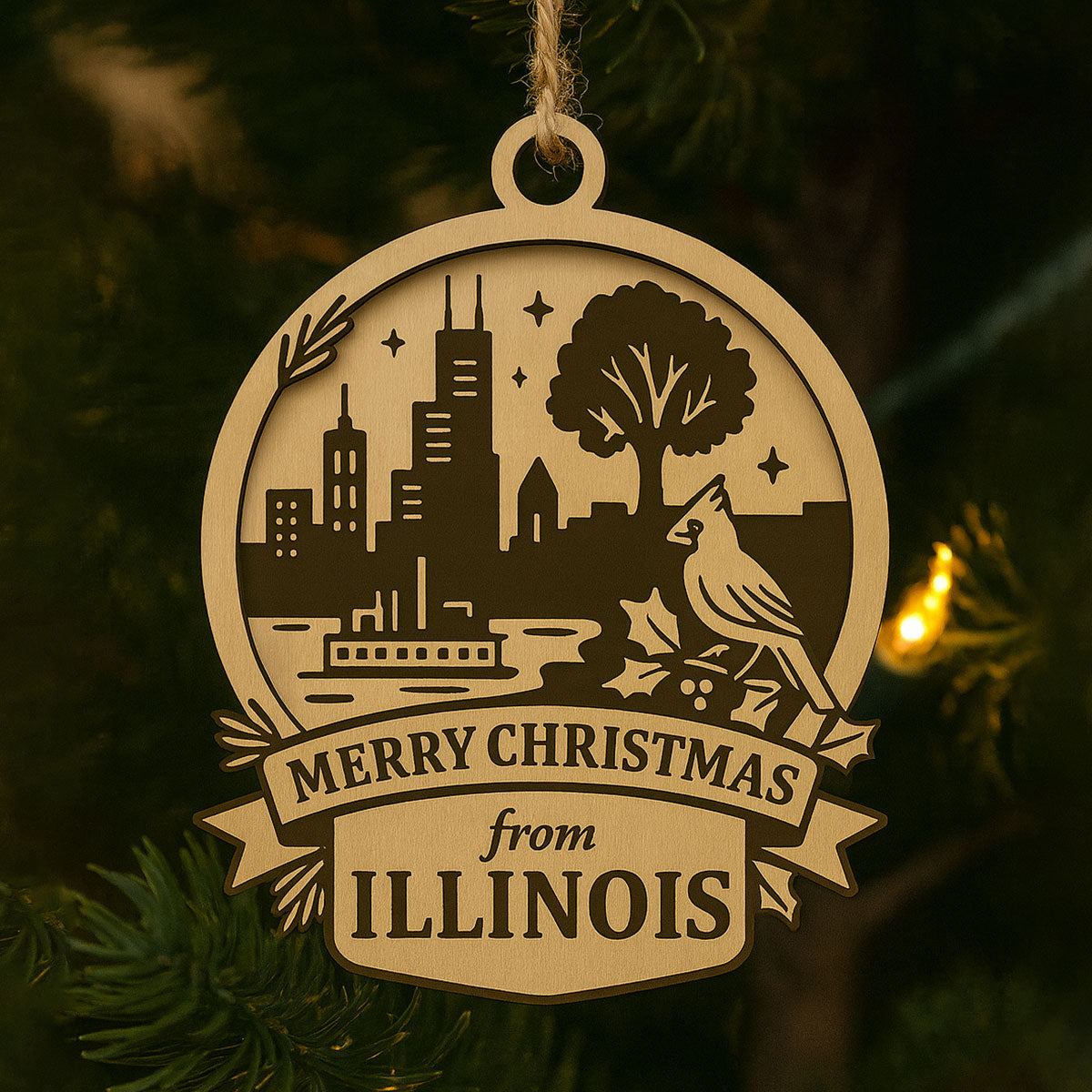 Christmas Across America Ornament - Illinois - Glowforge
