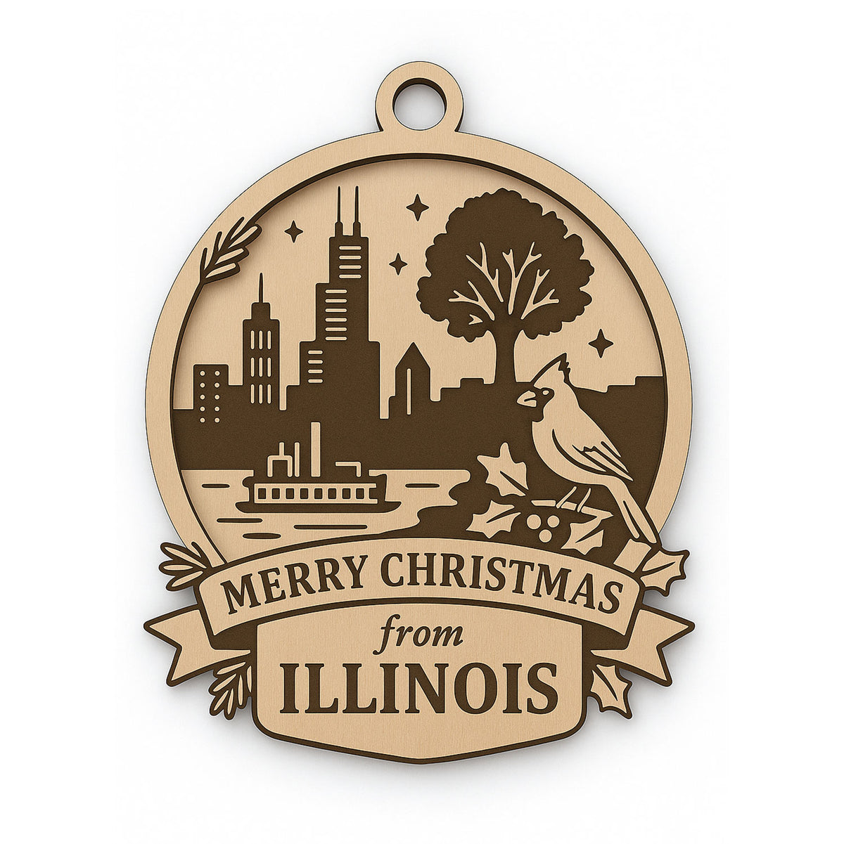 Christmas Across America Ornament - Illinois - Glowforge