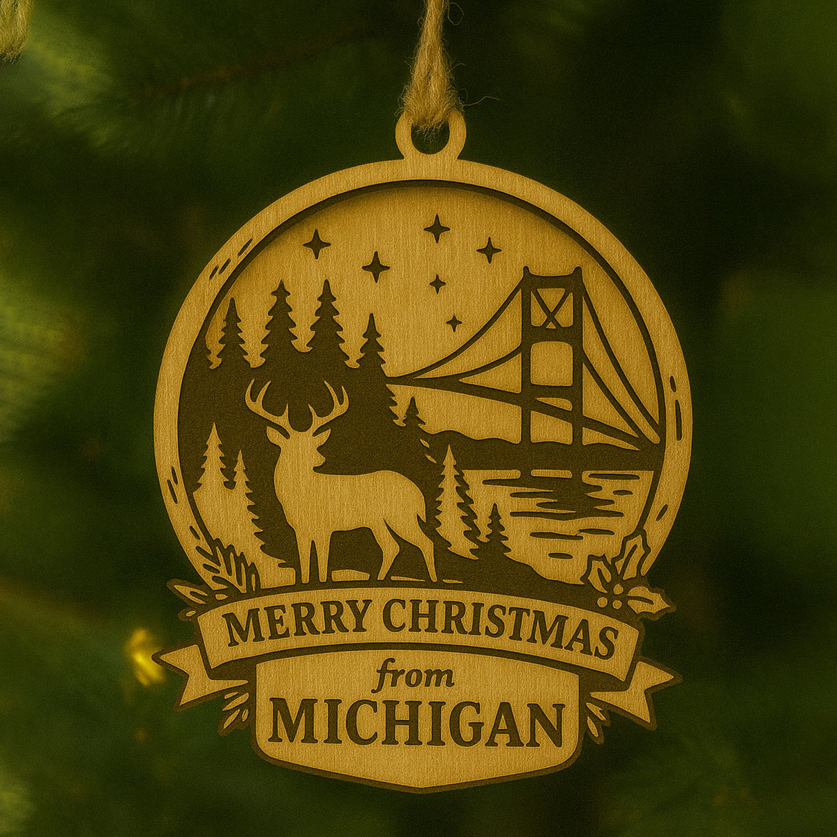 Christmas Across America Ornament - Michigan - Glowforge