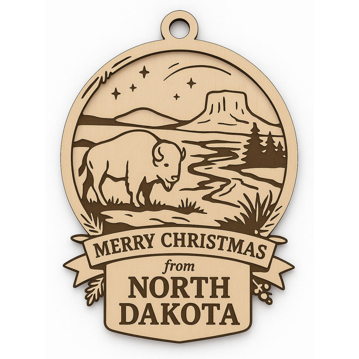 Christmas Across America Ornament - North Dakota - Glowforge